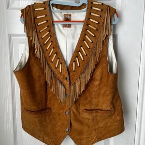 Ladies Western Styled Leather Vest w/ beadwork - Size L